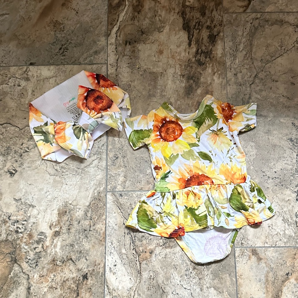 Gigi and Max sunflower dress and biggie bow